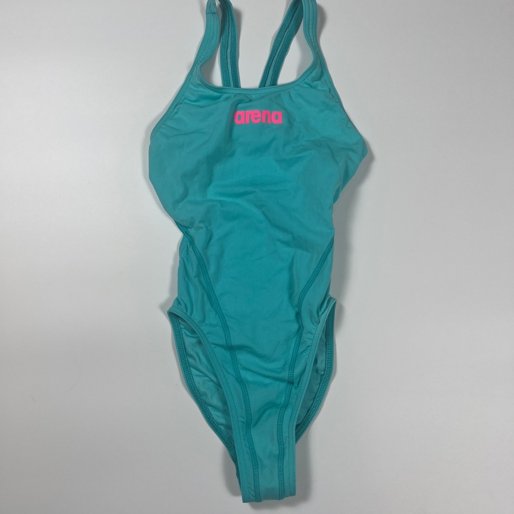 Arena Womens Team Swimsuit Swim Tech Solid Teal Pink One Piece Size 26 NEW